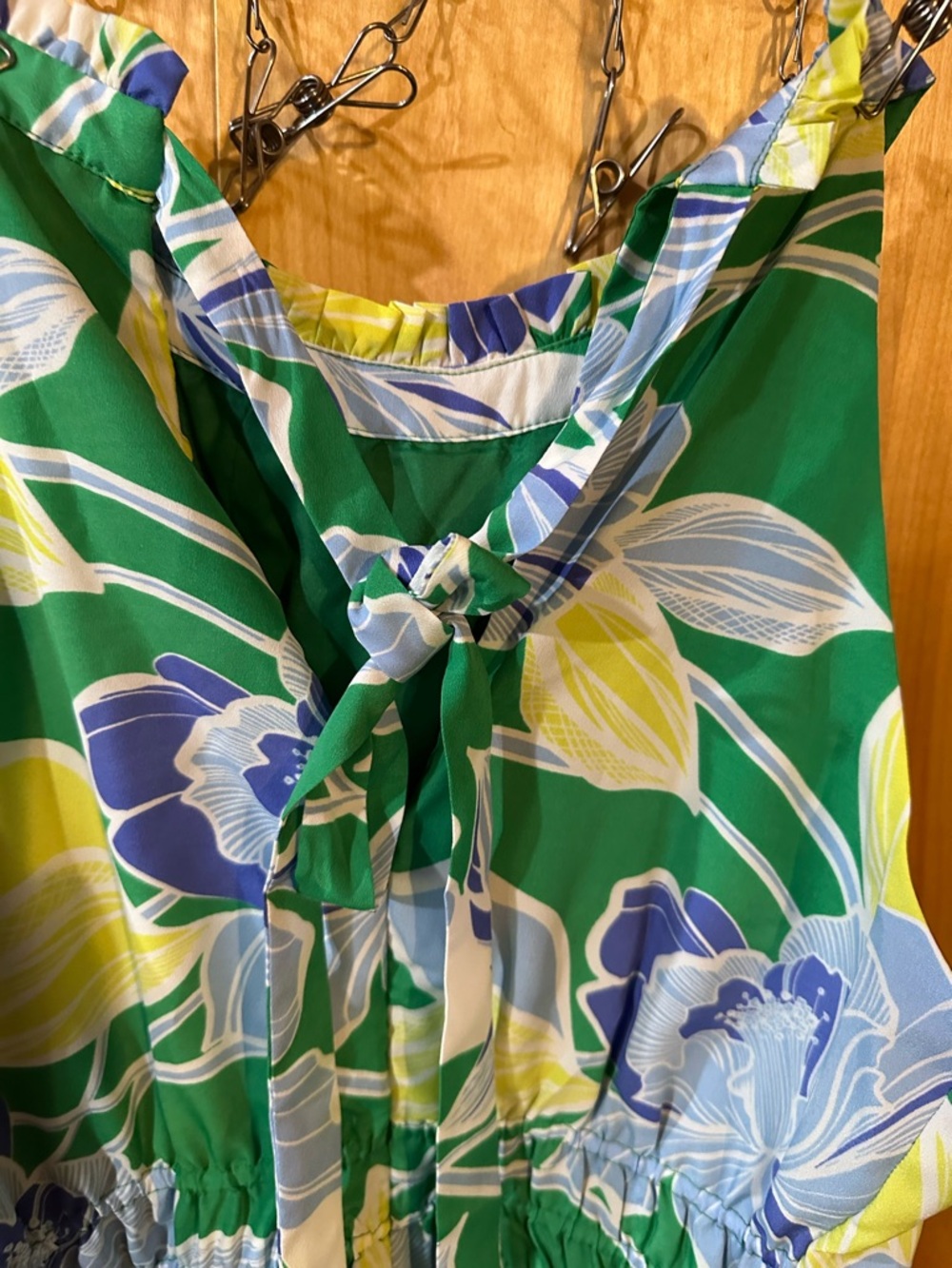 NWT ElizaJ Green Floral Sleeveless Sundress with Blue and Yellow Accents Size: 8 - Picture 4 of 10
